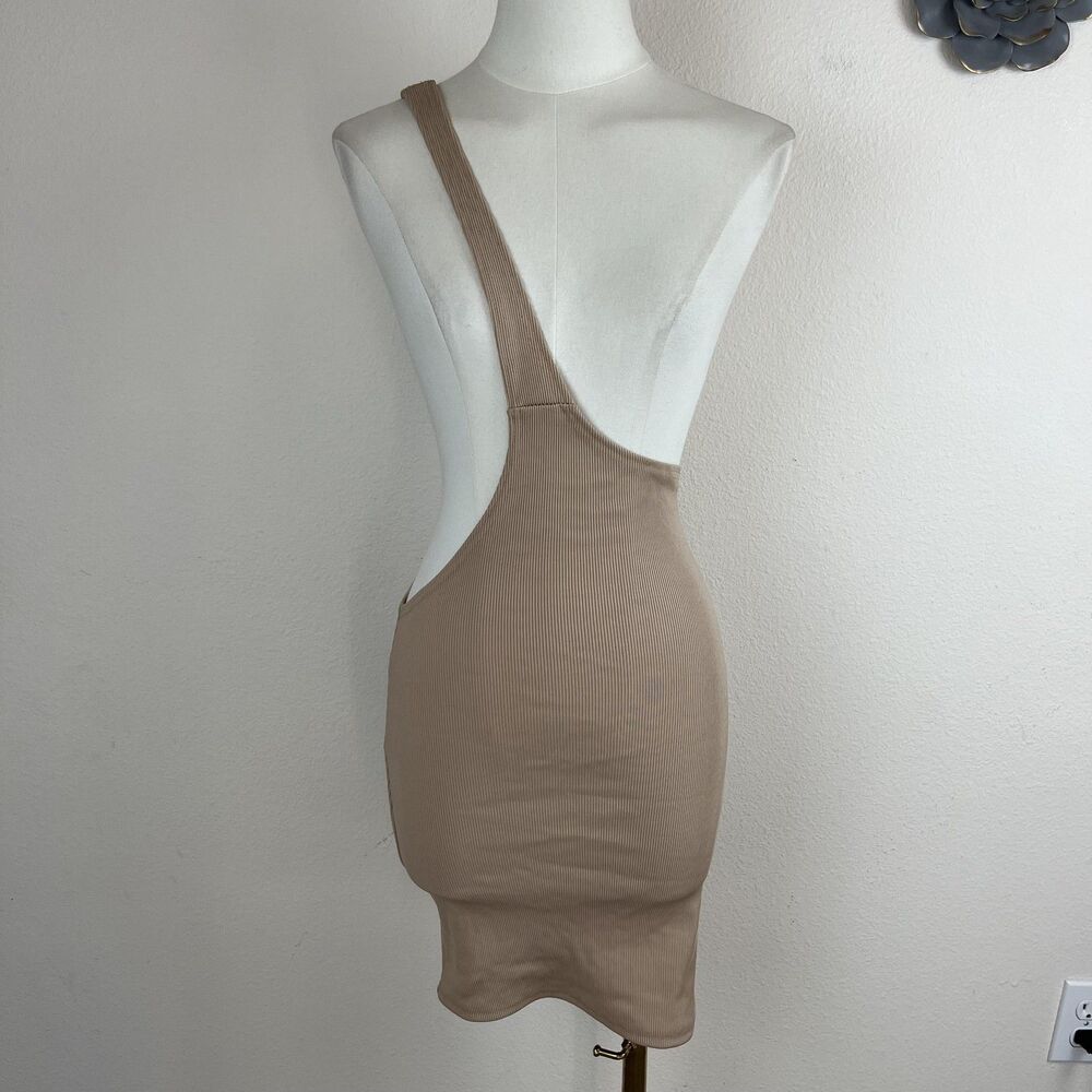 Manière De Voir Skirt Womens US 2 Beige One Shoulder Asymmetric Ribbed Bodycon